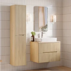 Mobile bagno sospeso 80cm cannettato 2 cassetti rovere Pretty