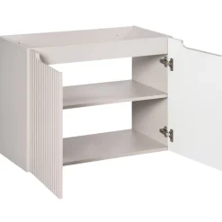 Mobile bagno sospeso 80cm cannettato con lavabo 2 ante beige Cleany