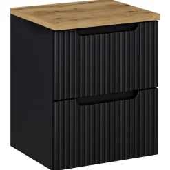 Mobile bagno sospeso 50cm cannettato 2 cassetti nero rovere Cleany