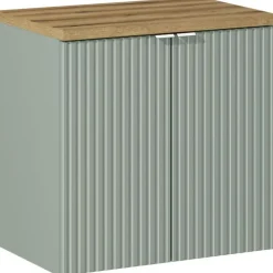 Mobile bagno sospeso 60cm cannettato 2 ante verde salvia rovere Greeny