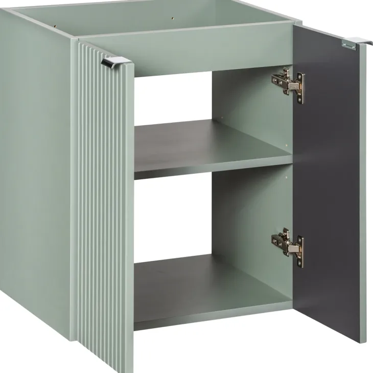 Mobile bagno sospeso 60cm cannettato 2 ante verde salvia rovere Greeny
