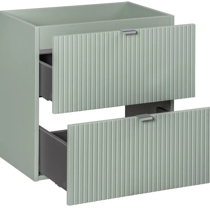 Mobile bagno sospeso 60cm cannettato 2 cassetti verde salvia rovere Greeny