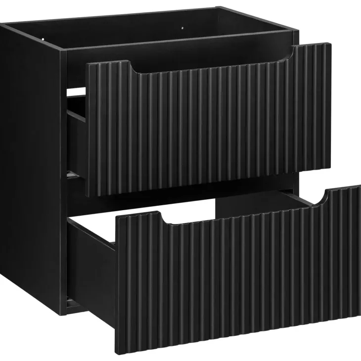 Mobile bagno sospeso 80cm cannettato 2 cassetti e vani nero rovere Cleany
