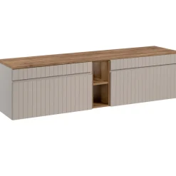 Mobile bagno sospeso 180cm cannettato 2 cassettoni beige Autentic