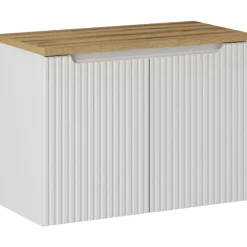 Mobile bagno sospeso 80cm cannettato 2 ante bianco rovere Cleany