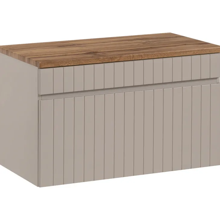 Mobile bagno sospeso 80cm cannettato 1 cassettone beige Autentic