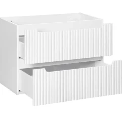 Mobile bagno sospeso 80cm cannettato con lavabo 2 cassetti bianco Cleany