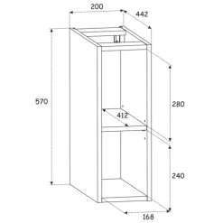 Mobile bagno sospeso 80cm cannettato 2 cassetti e vani bianco rovere Cleany