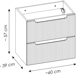 Mobile bagno sospeso 80cm cannettato 2 cassetti e vani bianco rovere Cleany