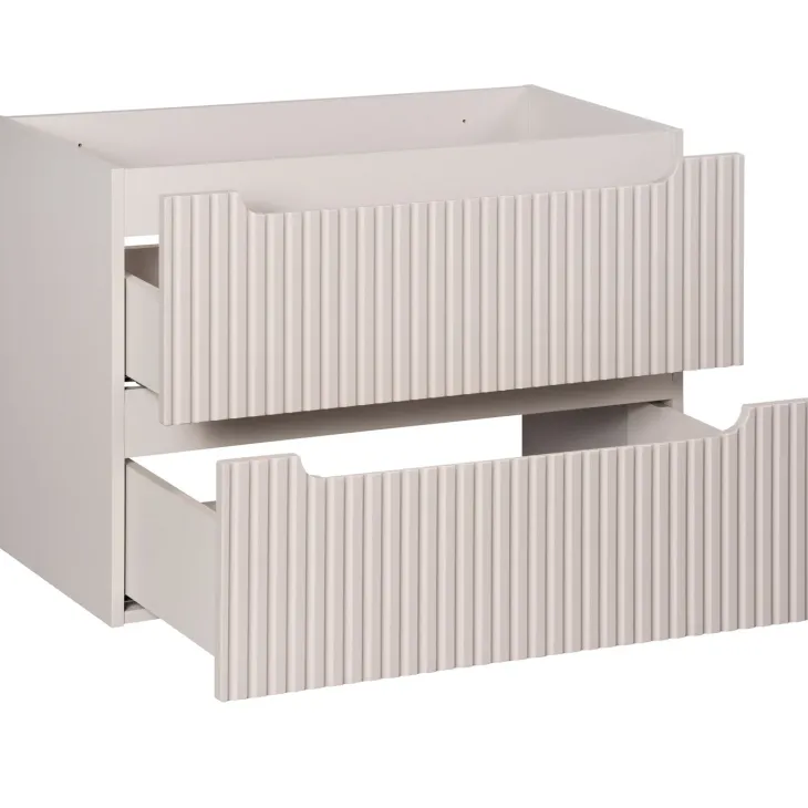 Mobile bagno sospeso 80cm cannettato con lavabo 2 cassetti beige Cleany