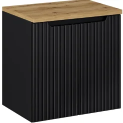 Mobile bagno sospeso 60cm cannettato 2 ante nero rovere Cleany