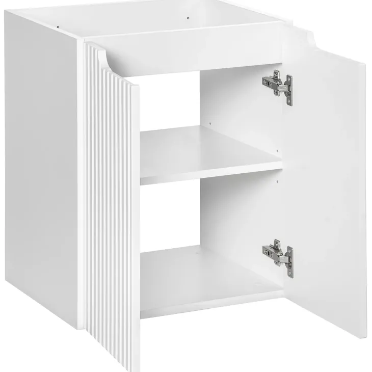 Mobile bagno sospeso 50cm cannettato 2 ante bianco rovere Cleany