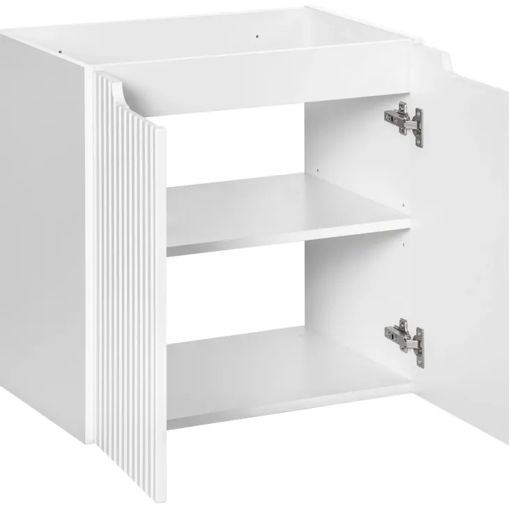 Mobile bagno sospeso 60cm cannettato 2 ante bianco rovere Cleany