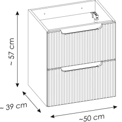 Mobile bagno sospeso 50cm cannettato con lavabo 2 cassetti bianco Cleany