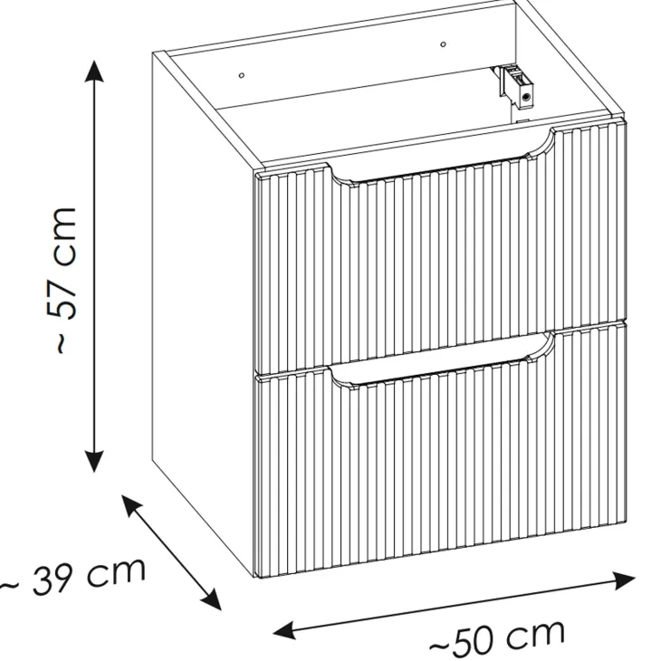 Mobile bagno sospeso 50cm cannettato con lavabo 2 cassetti bianco Cleany