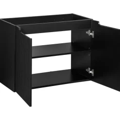 Mobile bagno sospeso 80cm cannettato con lavabo 2 ante nero Cleany