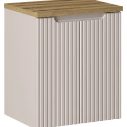 Mobile bagno sospeso 50cm cannettato 2 ante beige rovere Cleany