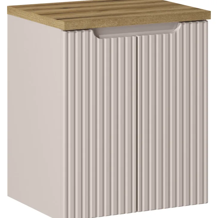 Mobile bagno sospeso 50cm cannettato 2 ante beige rovere Cleany