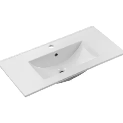 Mobile bagno sospeso 80cm cannettato con lavabo 2 cassetti nero Cleany