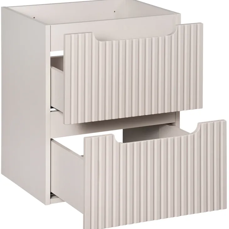 Mobile bagno sospeso 50cm cannettato 2 cassetti beige rovere Cleany