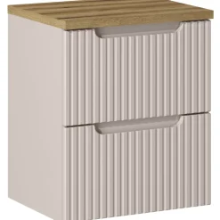 Mobile bagno sospeso 50cm cannettato 2 cassetti beige rovere Cleany