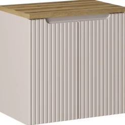 Mobile bagno sospeso 60cm cannettato 2 ante beige rovere Cleany