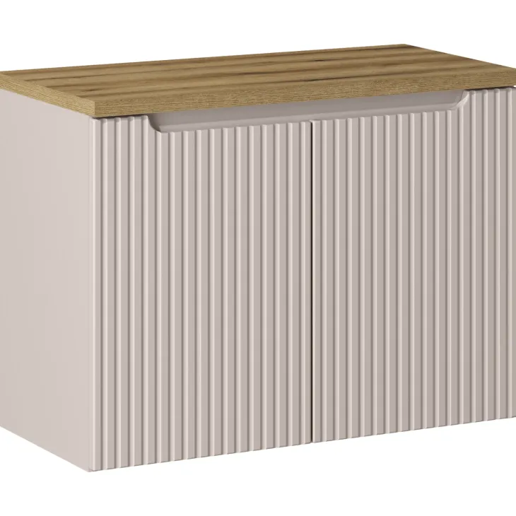 Mobile bagno sospeso 80cm cannettato 2 ante beige rovere Cleany