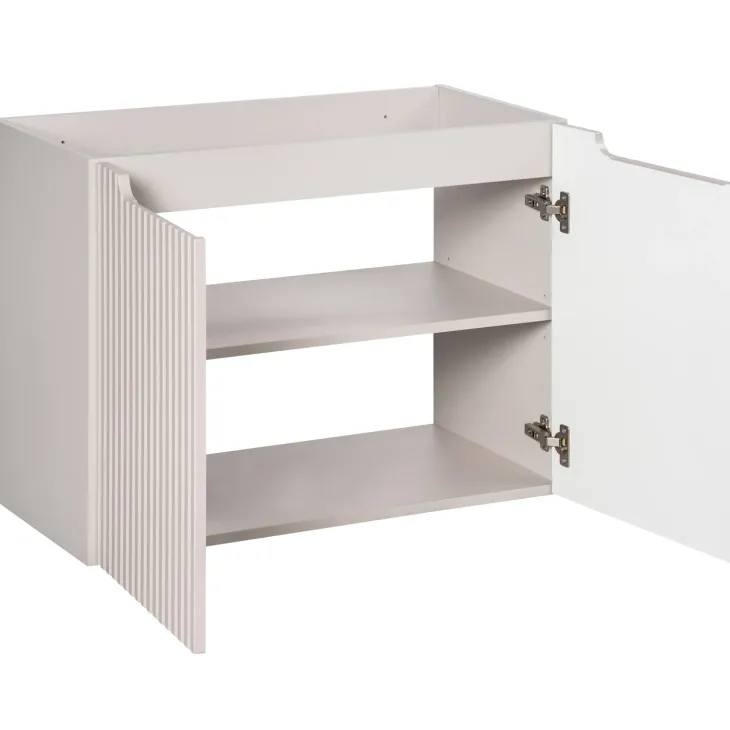 Mobile bagno sospeso 80cm cannettato 2 ante beige rovere Cleany