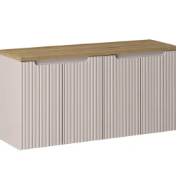 Mobile bagno sospeso 120cm cannettato 4 ante beige rovere Cleany