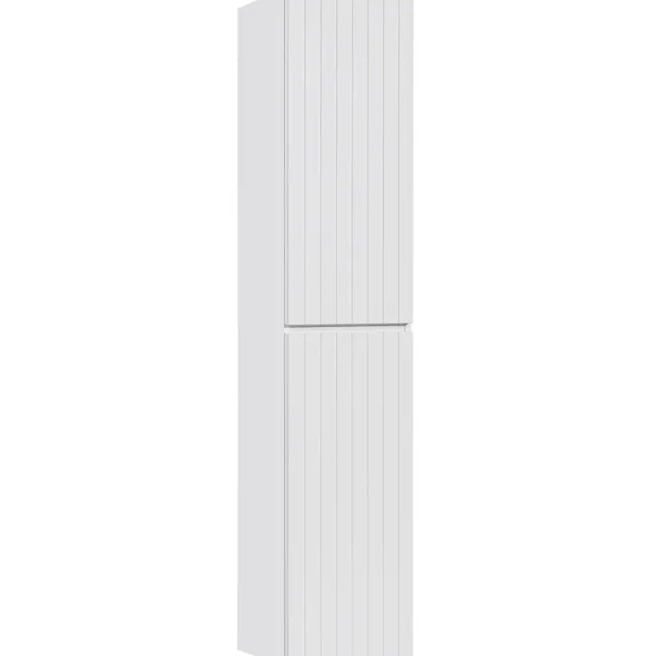 Mobile bagno sospeso 60cm cannettato con lavabo da incasso, colonna e specchio bianco Autentic