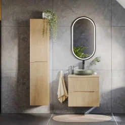 Mobile bagno sospeso 60cm cannettato 2 cassetti rovere Pretty