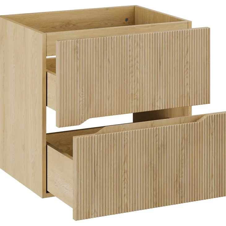 Mobile bagno sospeso 60cm cannettato 2 cassetti rovere Pretty
