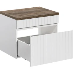 Mobile bagno sospeso 60cm cannettato con lavabo, colonna e specchio bianco Autentic