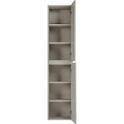 Mobile bagno sospeso 160cm cannettato con 2 lavabi, colonna e specchio beige Autentic