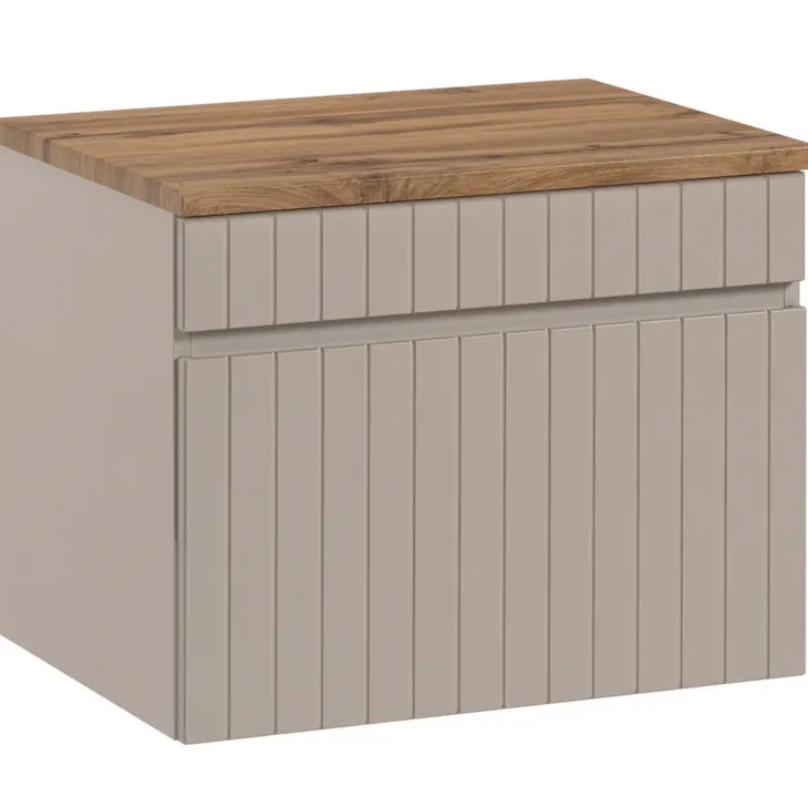 Mobile bagno sospeso 60cm cannettato 1 cassettone beige Autentic
