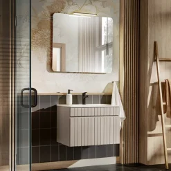 Mobile bagno sospeso 60cm cannettato con lavabo 1 cassettone beige Autentic