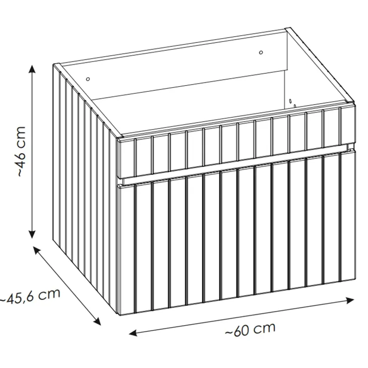 Mobile bagno sospeso 60cm cannettato con lavabo 1 cassettone beige Autentic