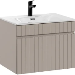 Mobile bagno sospeso 60cm cannettato con lavabo 1 cassettone beige Autentic