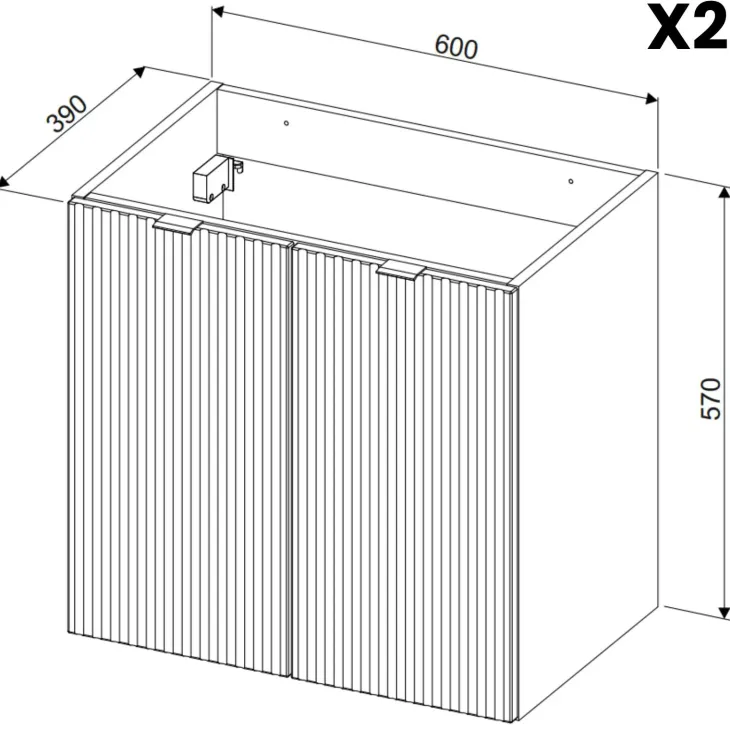 Mobile bagno sospeso 120cm cannettato 4 ante nero rovere Cleany
