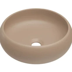 Mobile bagno sospeso 80cm cannettato con lavabo, colonna e specchio beige Autentic