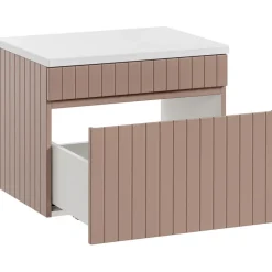 Mobile bagno sospeso 60cm cannettato 1 cassettone rosa Autentic
