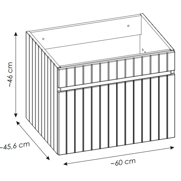 Mobile bagno sospeso 60cm cannettato con lavabo 1 cassettone rosa Autentic