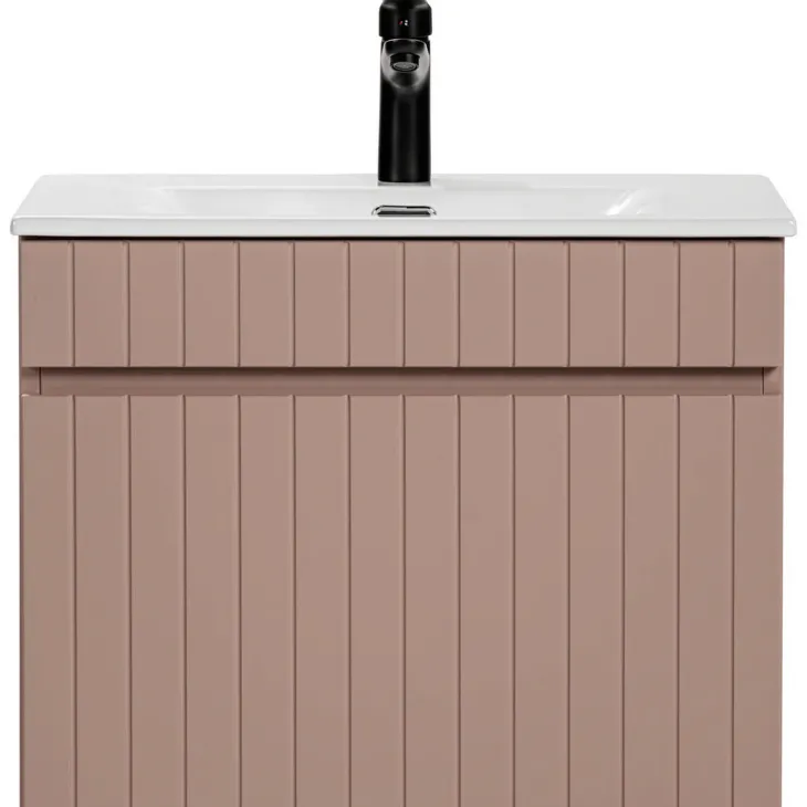 Mobile bagno sospeso 60cm cannettato con lavabo 1 cassettone rosa Autentic