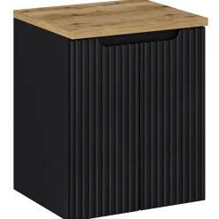 Mobile bagno sospeso 50cm cannettato 2 ante nero rovere Cleany