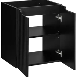 Mobile bagno sospeso 50cm cannettato 2 ante nero rovere Cleany