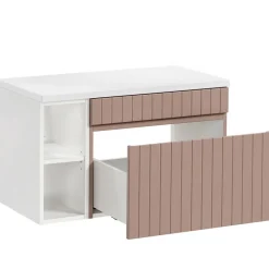 Mobile bagno sospeso 80cm cannettato 1 cassettone e vani rosa Autentic