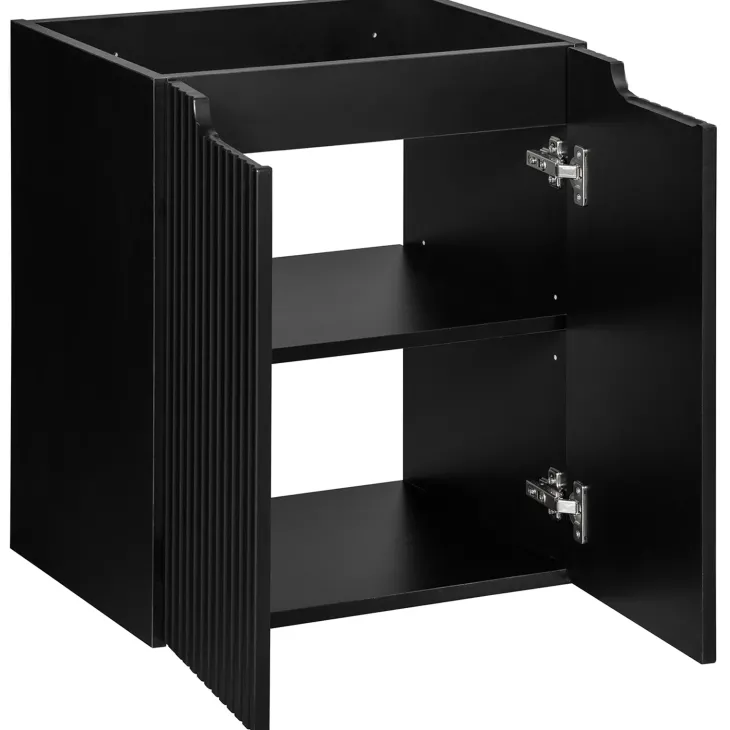 Mobile bagno sospeso 50cm cannettato con lavabo 2 ante nero Cleany