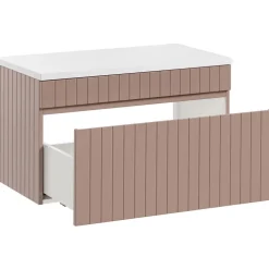 Mobile bagno sospeso 80cm cannettato 1 cassettone rosa Autentic