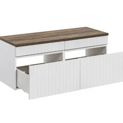 Mobile bagno sospeso 120cm cannettato 2 cassettoni bianco quercia Autentic