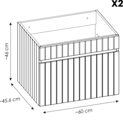 Mobile bagno sospeso 120cm cannettato 2 cassettoni bianco quercia Autentic